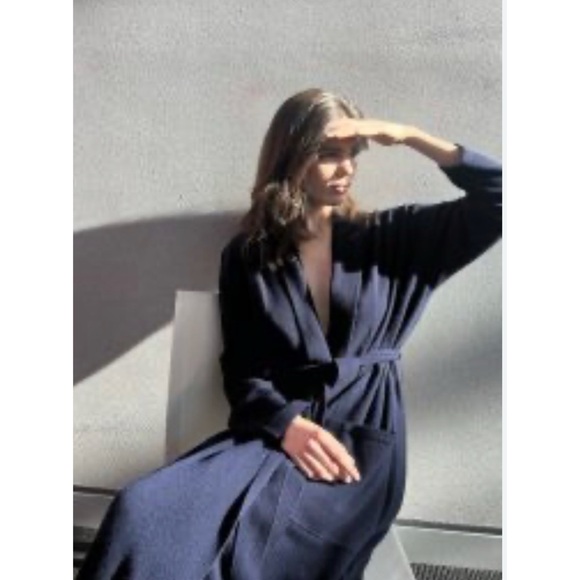 Arlotta 100% Cashmere Shawl Wrap 51" Long Belted Robe in Black Size XS  895$ - Picture 4 of 9